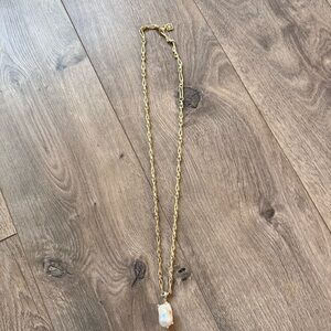 Kendra Scott Gold Chain Necklace with White Irregular Pearl Pendant